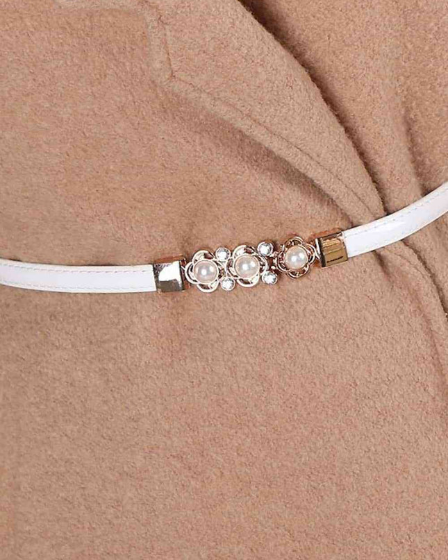 Rhinestone Flower Adjustable PU Leather Belt