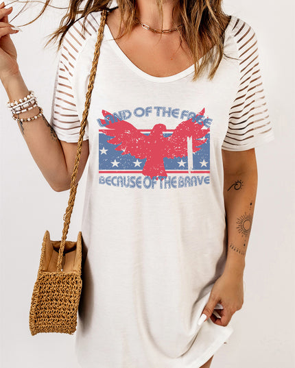 Slogan Graphic Sheer Striped Sleeve Tee Dress