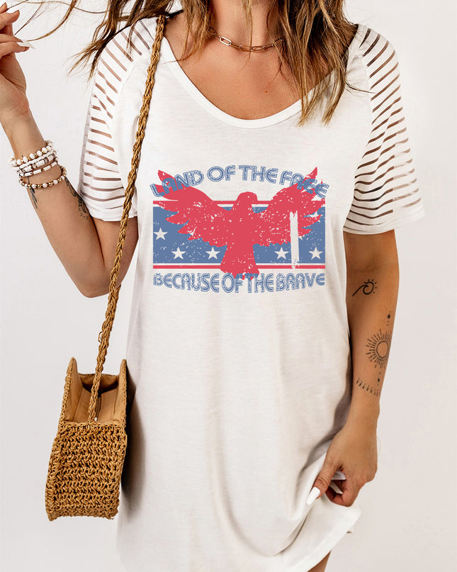 Slogan Graphic Sheer Striped Sleeve Tee Dress