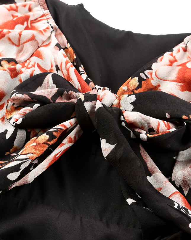 Floral Tied Balloon Sleeve Dress