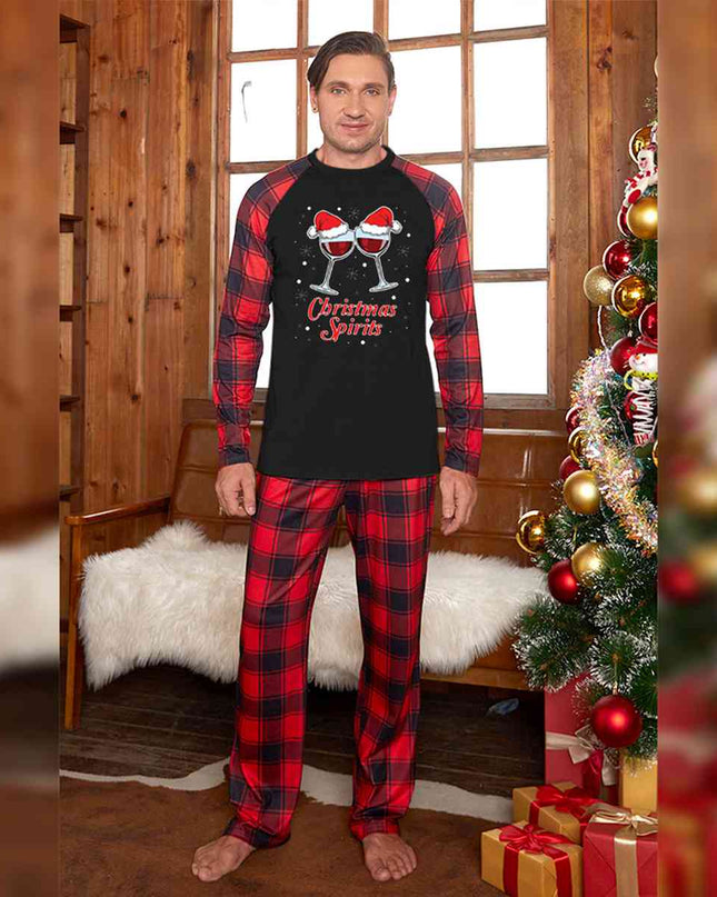 CHRISTMAS SPIRITS Graphic Top and Plaid Pants Set
