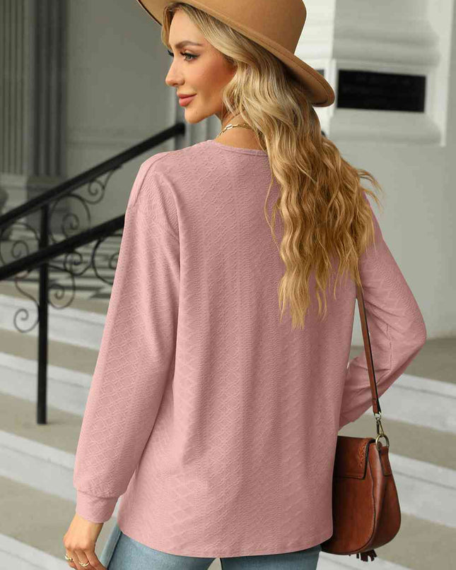 V-Neck Long Sleeve Blouse