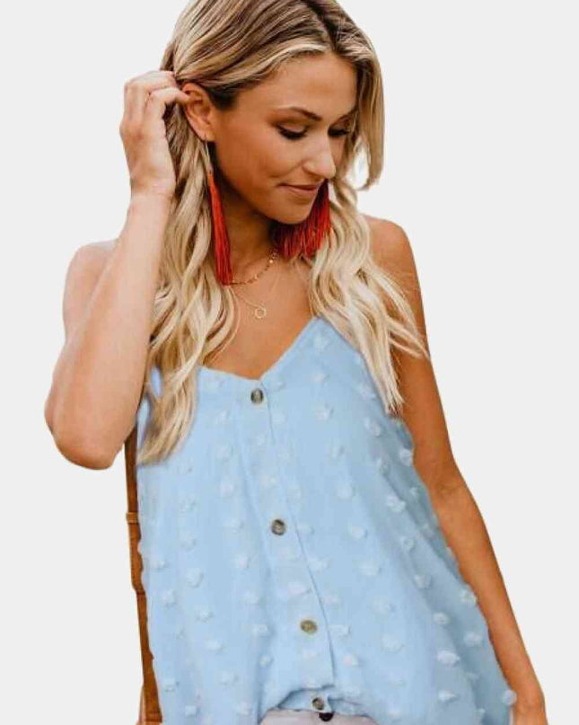 Swiss Dot V-Neck Buttoned Cami