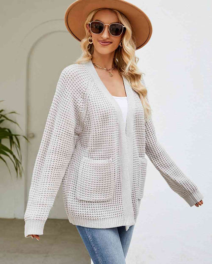 Open Front Long Sleeve Cardigan with Pockets