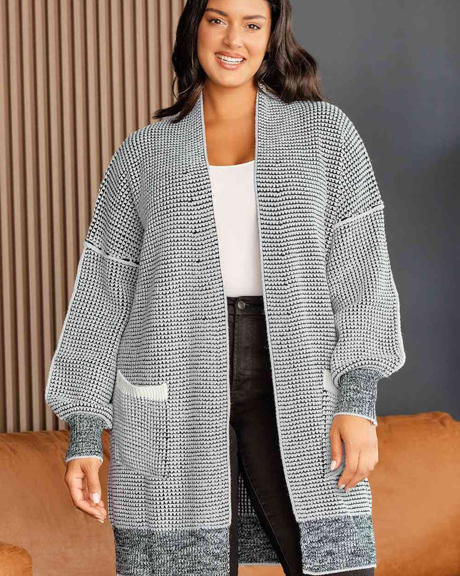 Plus Size Open Front Longline Cardigan