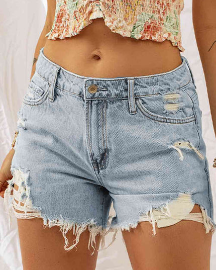 Distressed Denim Shorts
