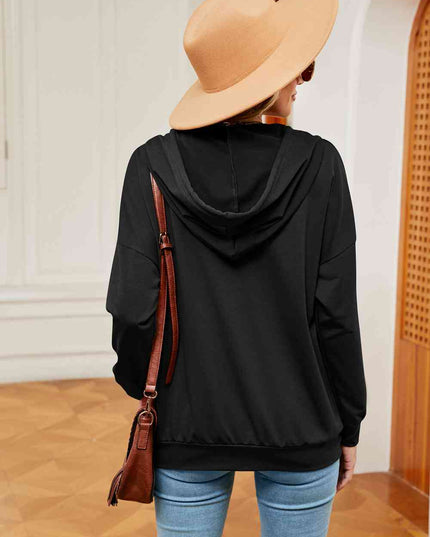 Quarter-Snap Drawstring Hoodie