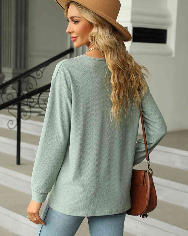 V-Neck Long Sleeve Blouse