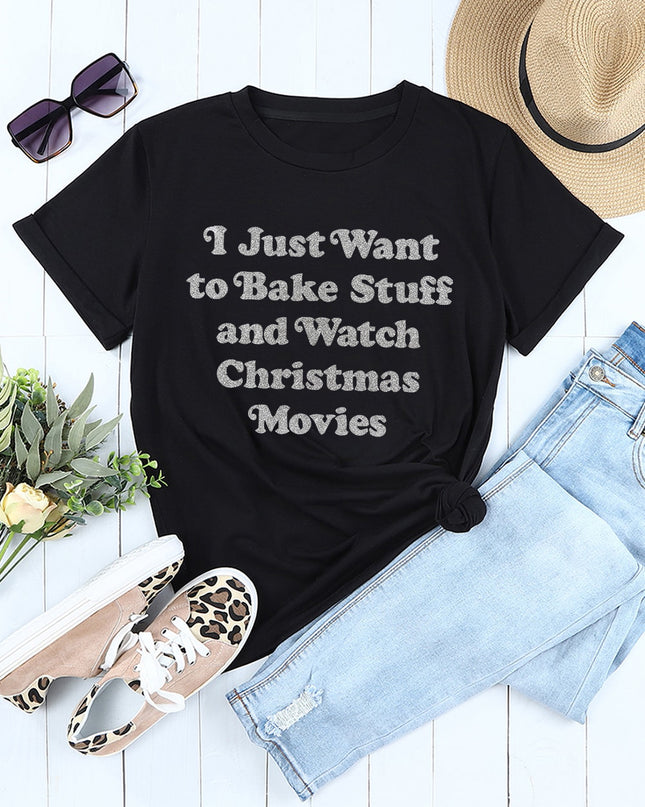 Slogan Graphic Round Neck T-Shirt