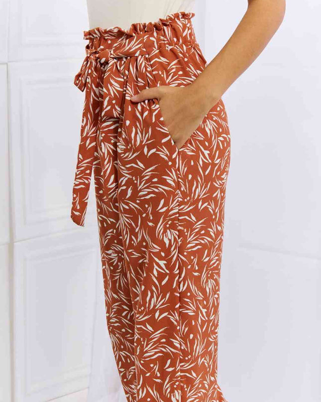 Heimish Right Angle Full Size Geometric Printed Pants in Red Orange