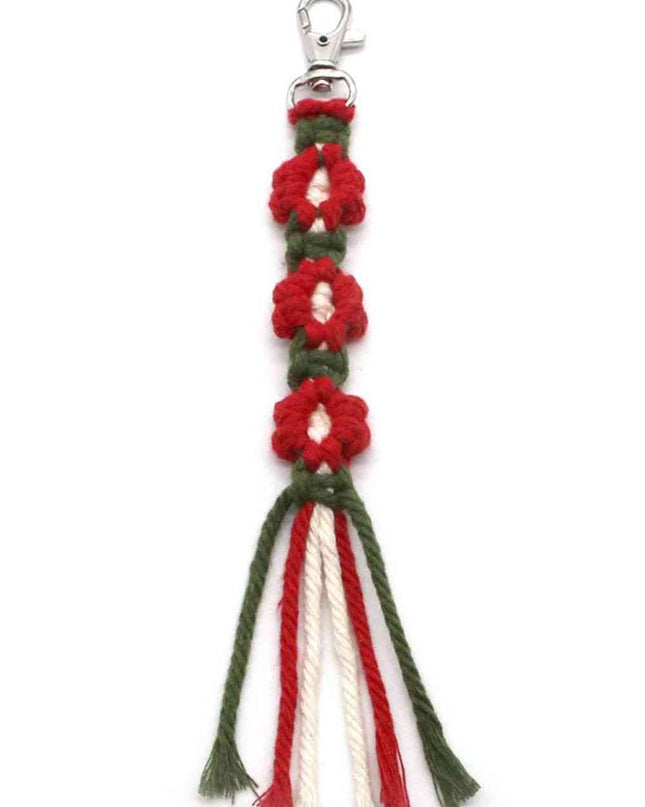 Assorted 4-Pack Hand-Woven Flower Keychain