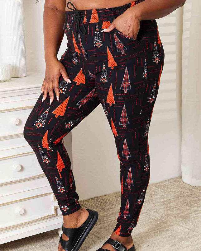 Leggings Depot Full Size Holiday Tree Print Joggers