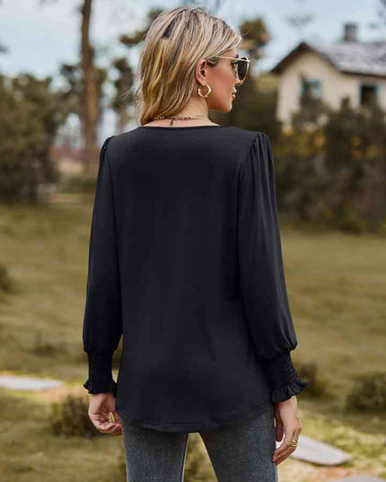 Puff Sleeve Pleated Blouse