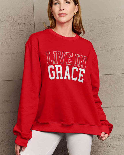 Simply Love Full Size LIVE IN GRACE Graphic Sweatshirt
