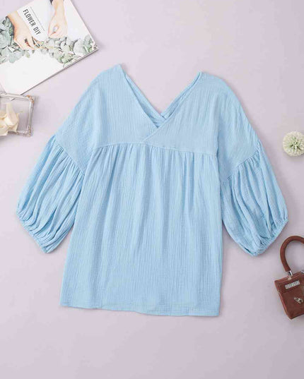 Dropped Shoulder V-Neck Blouse