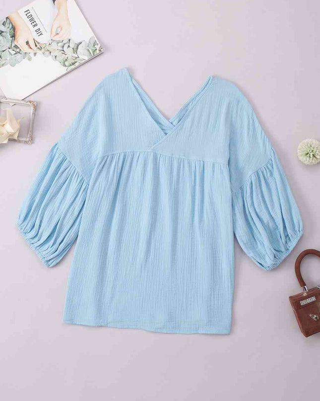 Dropped Shoulder V-Neck Blouse