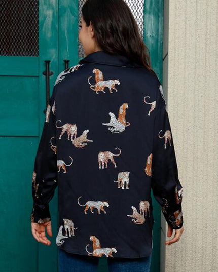 Animal Print Collared Neck Shirt