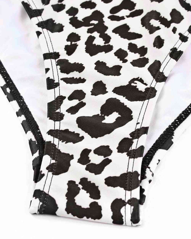 Leopard Cutout One-Shoulder One-Piece Swimsuit