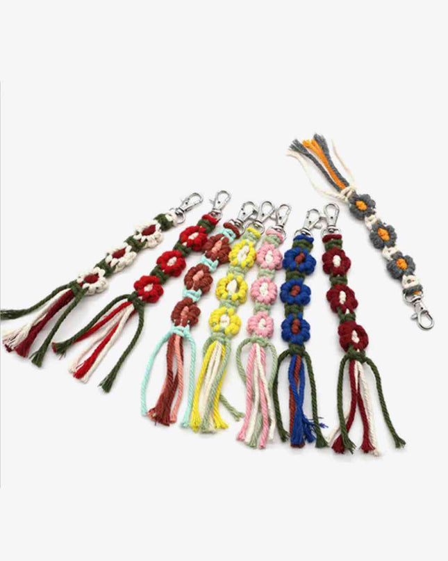 Assorted 4-Pack Hand-Woven Flower Keychain