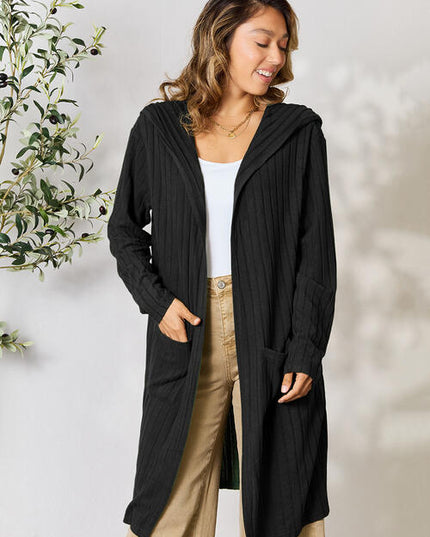 Basic Bae Full Size Hooded Sweater Cardigan