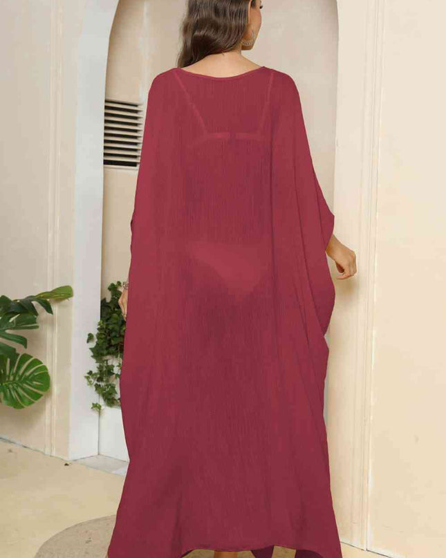 V-Neck Three-Quarter Sleeve Cover-Up