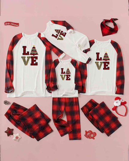 LOVE Graphic Top and Plaid Pants Set