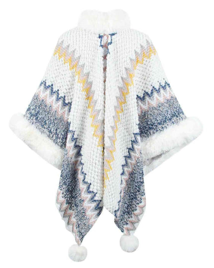 Color Block Open Front Poncho