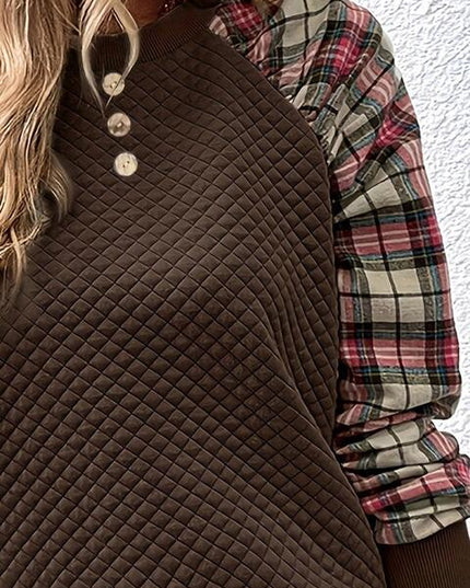 Plaid Round Neck Sweatshirt