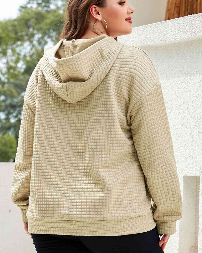 Plus Size Front Pocket Long Sleeve Hoodie