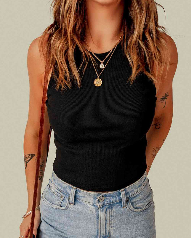 Ribbed Sleeveless Cropped Tank