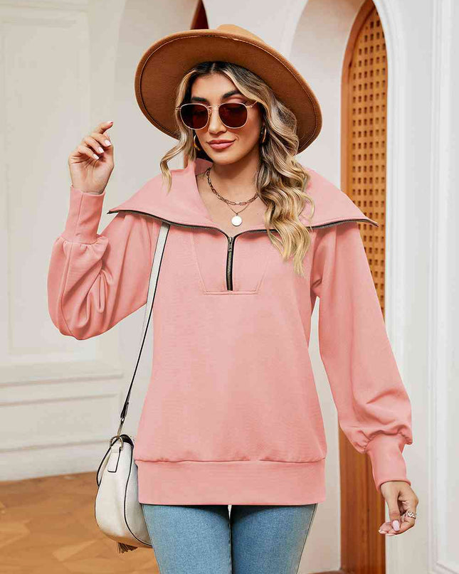 Half-Zip Collared Sweatshirt