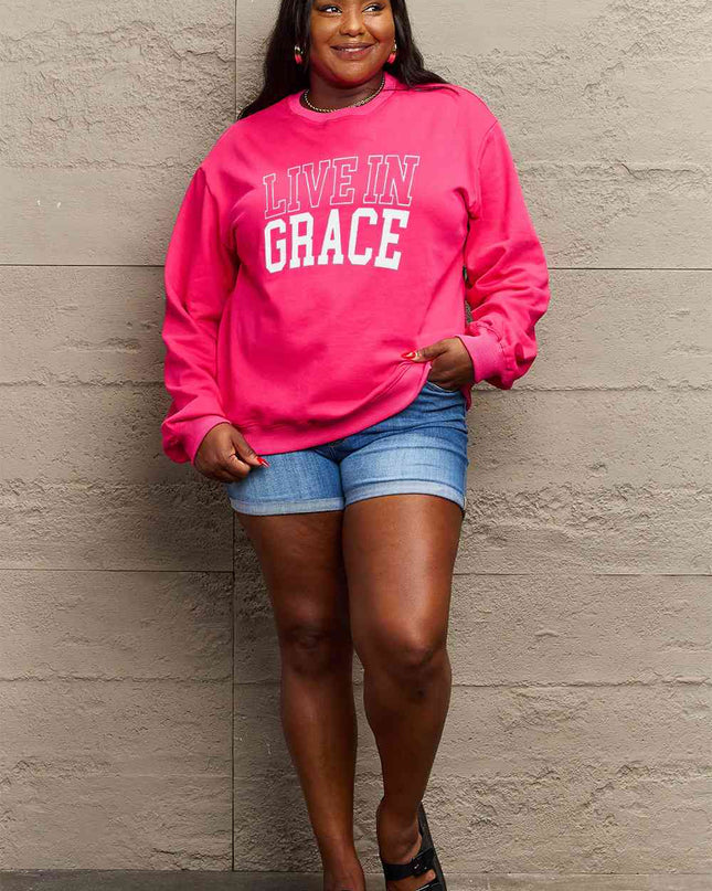 Simply Love Full Size LIVE IN GRACE Graphic Sweatshirt