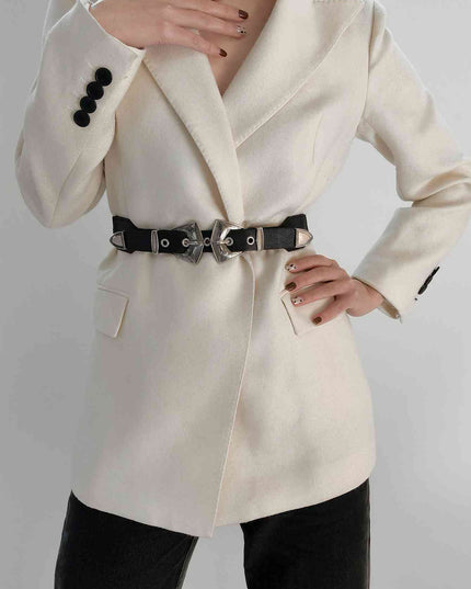 Double Buckle PU Leather Belt