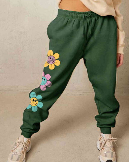 Simply Love Simply Love Full Size Drawstring Flower Graphic Long Sweatpants