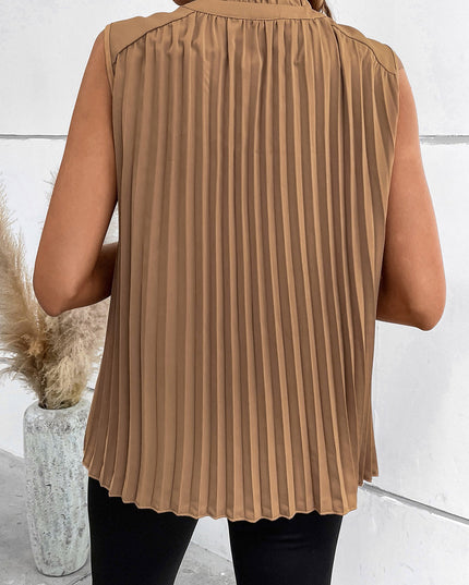 Pleated Tie Neck Tank Top