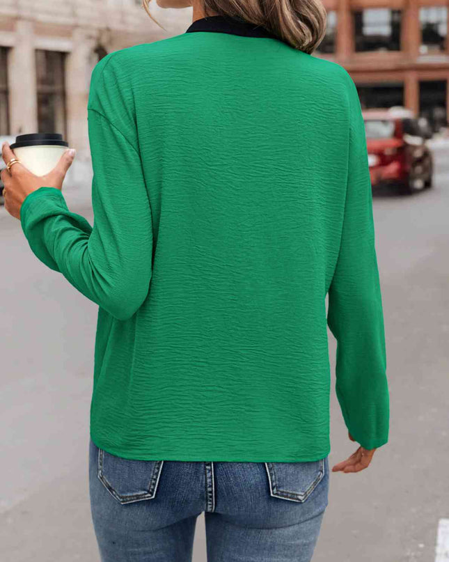 Contrast Long Sleeve Top