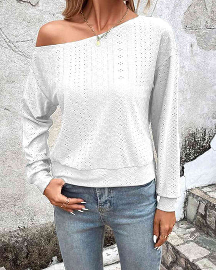 Eyelet Dropped Shoulder Blouse