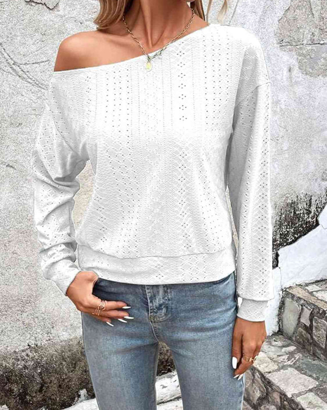 Eyelet Dropped Shoulder Blouse