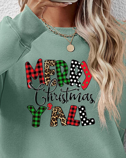 Letter Graphic Round Neck Long Sleeve Sweatshirt