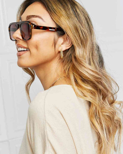 Tortoiseshell Square Polycarbonate Frame Sunglasses