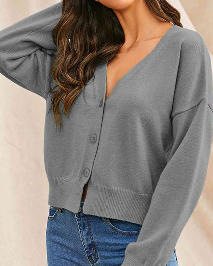 V-Neck Button Up Long Sleeve Cardigan