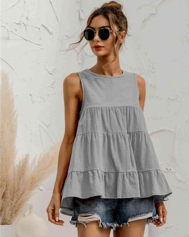Round Neck Tiered Tank