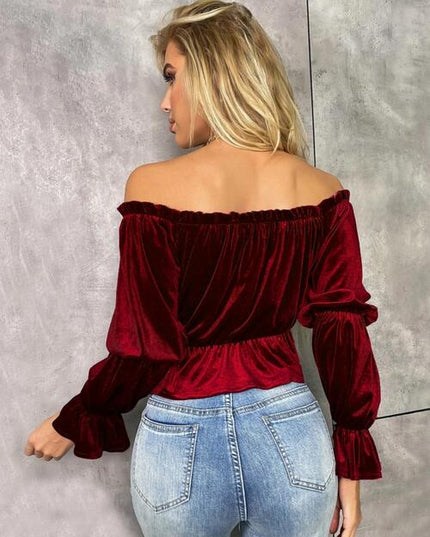 Off-Shoulder Flounce Sleeve Blouse