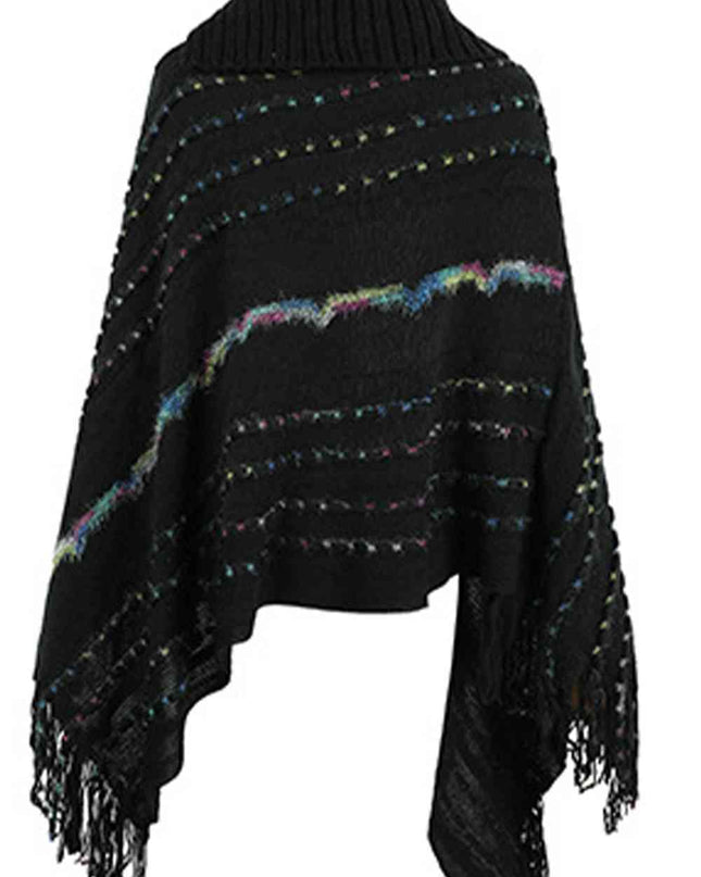 Cloak Sleeve Fringe Detail Poncho