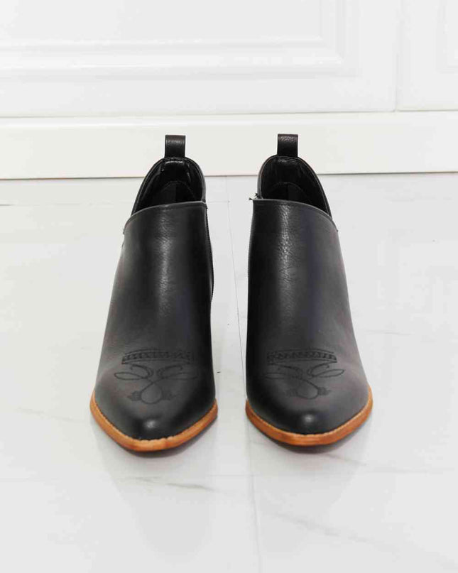 MMShoes Trust Yourself Embroidered Crossover Cowboy Bootie in Black