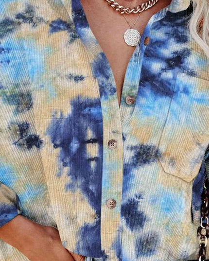 Tie-Dye Button Up Collared Neck Shirt