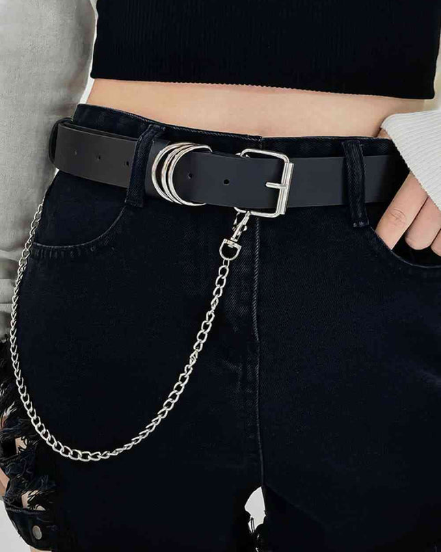 PU Leather Alloy Chain Belt