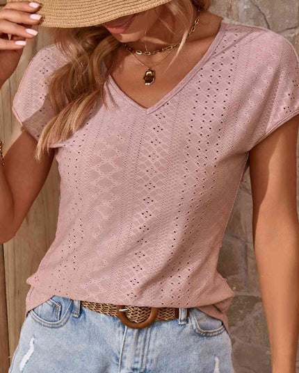 Twisted Open Back Eyelet Top