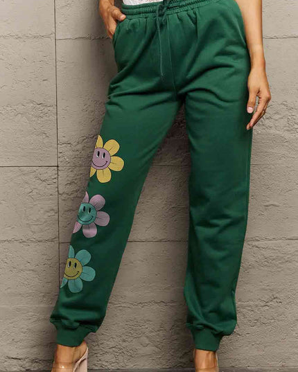 Simply Love Simply Love Full Size Drawstring Flower Graphic Long Sweatpants