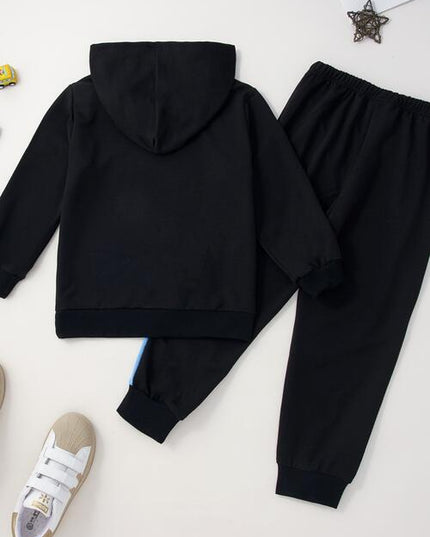 Graphic Hooded Top and Contrast Pants Set